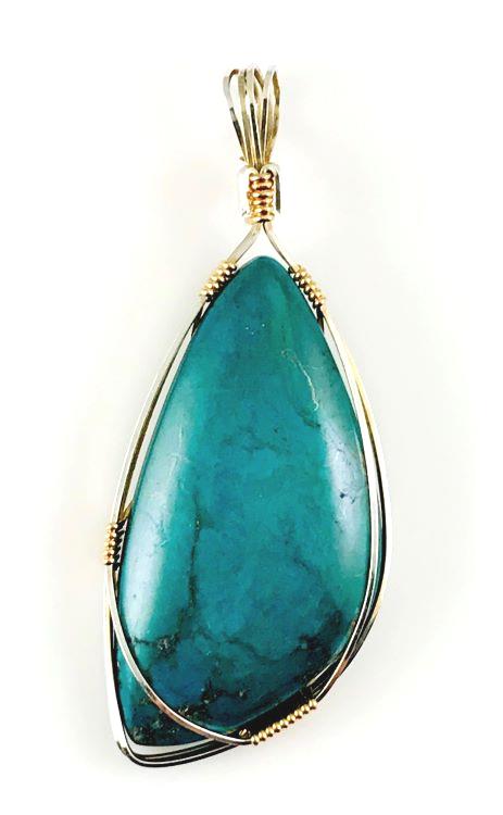 Large Tuquoise pendant, Turquoise jewelry